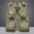 Men Work Vest 2025 Summer New Solid Colour Multi-pocket Casual Loose Waistcoat Fishing Photography Coat Man Sleeveless Jacket
