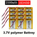 103450 3.7V 2500mAh Polymer Lithium Rechargeable Battery JST PH 2.0mm 2Pin Plug for Camera GPS Navigator MP5 Bluetooth Headset