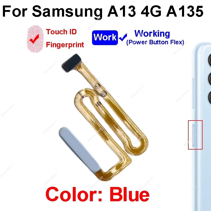 Fingerprint Sensor Touch ID Connector Flex Cable With Power Button For Samsung Galaxy A13 4G 5G A135 A136 Parts