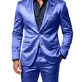 Men's Satin 2 - Piece Suit Set Slim Fit Peak Lapel Tuxedo Blazer With Straight Leg Pants For Wedding Party - View 7 | SAMAG