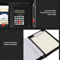 PU Leather Portfolio with Zipper 10 File Pockets 30 Sheets Notebook 4 Rings Binder A4 Document Organizer 10.1 Inch Tablet Cover