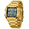 SANDA Fashion Digital Sport Watches Men Waterproof Stopwatch Alarm Date Week Watch Man Golden Strap LED Square Dial Wristwatch
