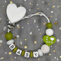 Free Custom Personalized Name Pacifier Clips Handmade Beech Wood Chain Silicone Crown Holder Soother Baby Teething Toy Chew Gift