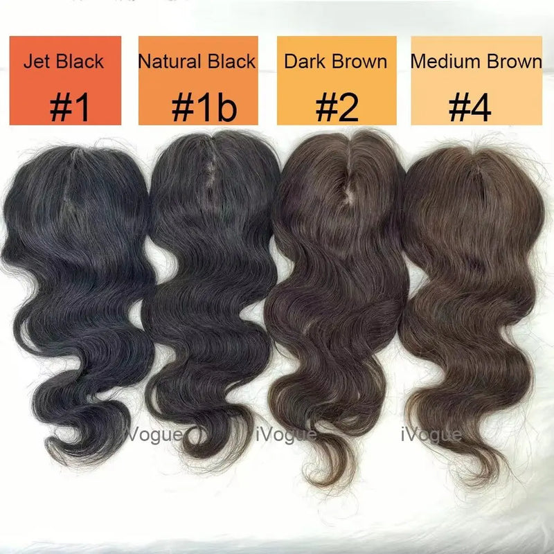 15x16cm Virgin European Human Hair Topper Hair Piece Clips in Loose Wave Silk Top Base Topper with Bangs for Thinning Hair Women