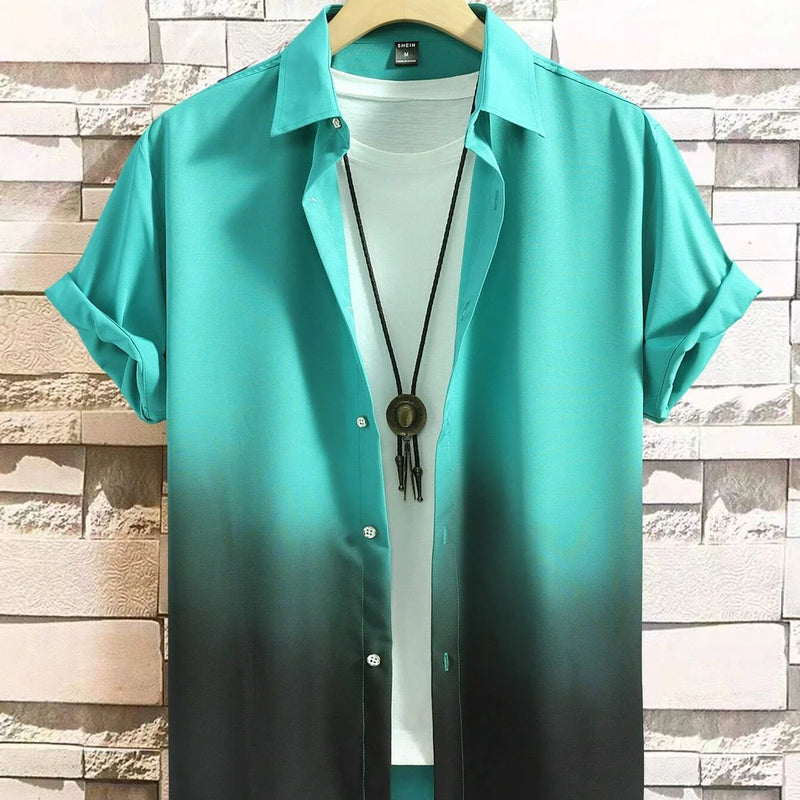 Hawaiian Men's Short Sleeved Shirt with Summer Gradient | SAMAG