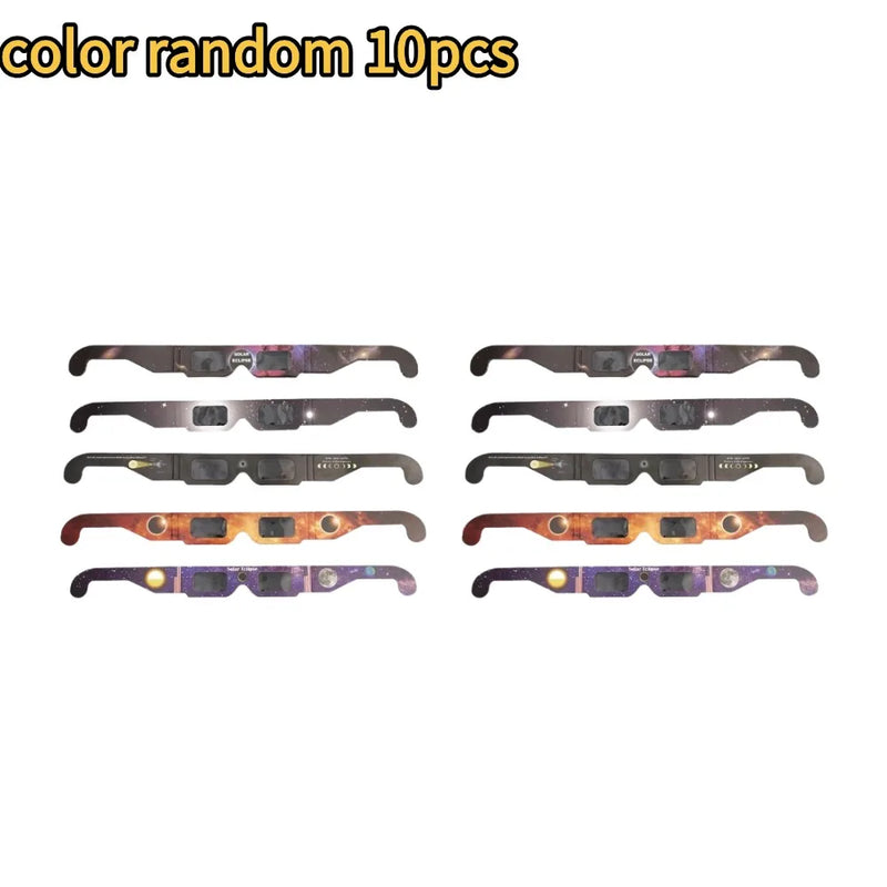 5/20pcs Paper Solar Eclipse Glasses Anti-uv Viewing Glasses Safe Shades Observation Solar Glasses Protect Eyes Random Color