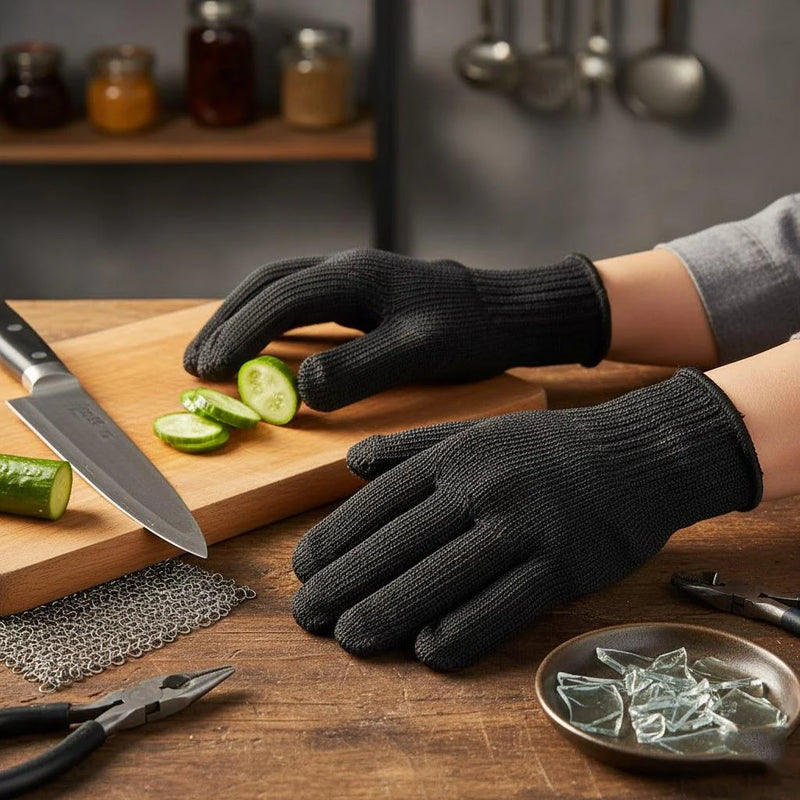 1 Pair Anti Cut Labor Protection Gloves Safety Self Defense Cutting Metal Mesh Butcher Anti Cut Breathable Protection Gloves