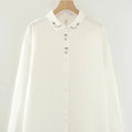 Elegant Embroidered Flower Doll Collar Double Layer Cotton Baby White Shirt Women Long Sleeve Base Shirt Trendy Commute Style...