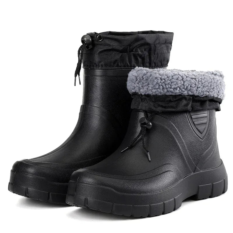 High Quality Men Rain Boots Mid-calf Waterproof Work Boot Spring Fall Fishing Boots Men Keep Warm Winter Rain Shoes Botas Hombre