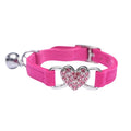 Heart Shaped Cat Collar With Bell Safety Elastic Adjustable Collar Soft Cat Crystal Collar For Kitten Puppy Pet Supplies
