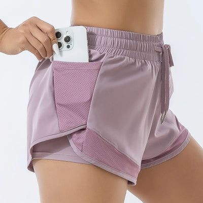 Loose Sports Shorts Women's High - Waisted Double - Layer | SAMAG