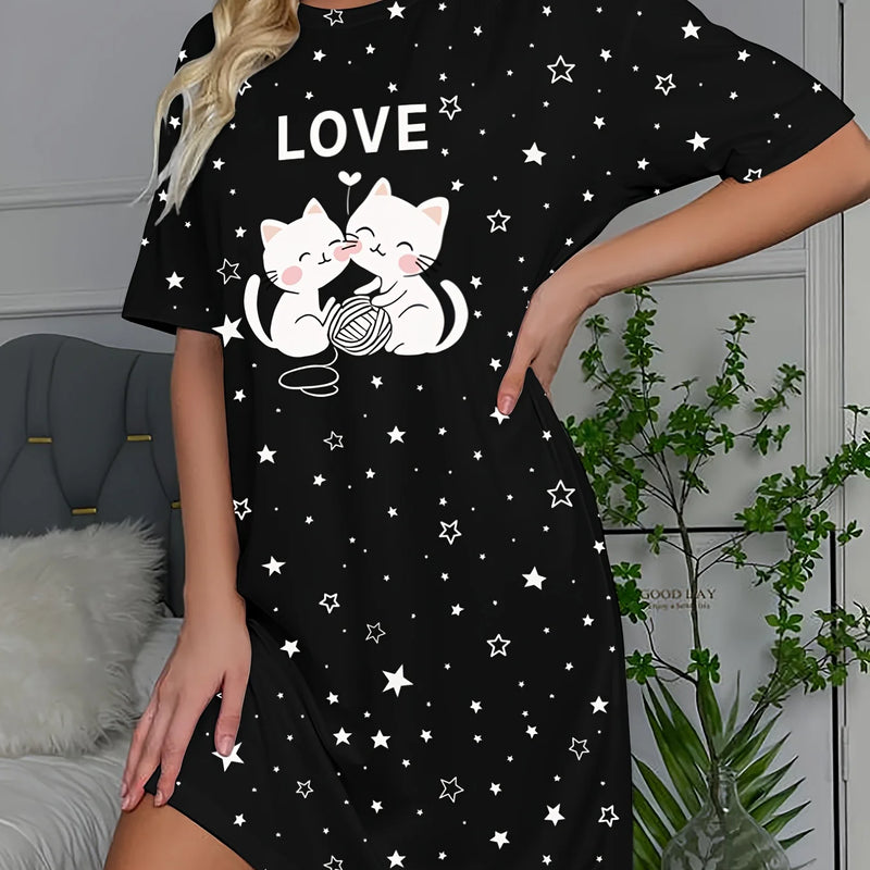 A Lovely Dress for Women Featuring a Cat And Star Letter | SAMAG