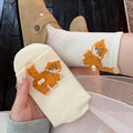 Cat Printed Three Dimensional Mid Tube Socks Sweat Absorbing Breathable Soft Casual Couples Socks for Men Women