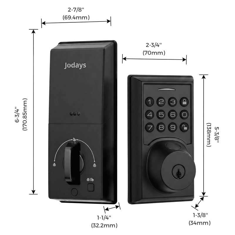 Jodays 4-in-1 Fingerprint Smart Deadbolt Lock, Keyless Entry Door Lock with Keypad Bluetooth App Auto Lock, Alexa & Google Assistant Supported(Gateway Required, Not Included), Easy Installation