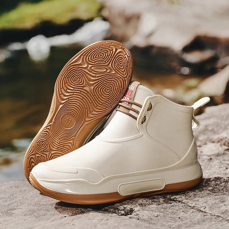 Men Ankle Rubber Boots Woman Rain Shoes Waterproof Fishing Shoes Work Garden Short  Kitchen Shoes Fashion Non-slip Rain Boots