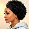 Headband Short Pixie Cut Wigs Human Hair for Women Curly Wigs Water Wave Bazilian Hair Full Machine Made Cap for Daily Wear