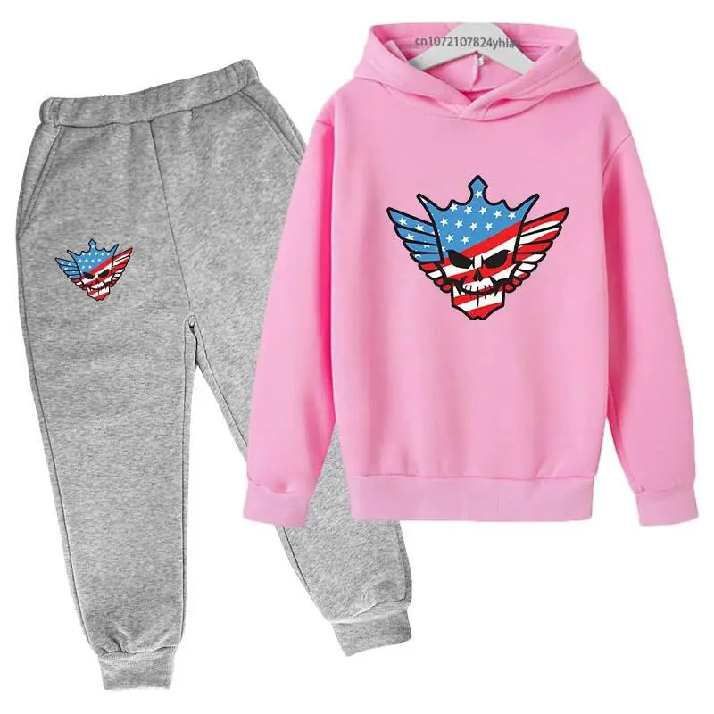 Kids Autumn Spring Fashion Cody WWE Pullover Hoodie+Pants | SAMAG