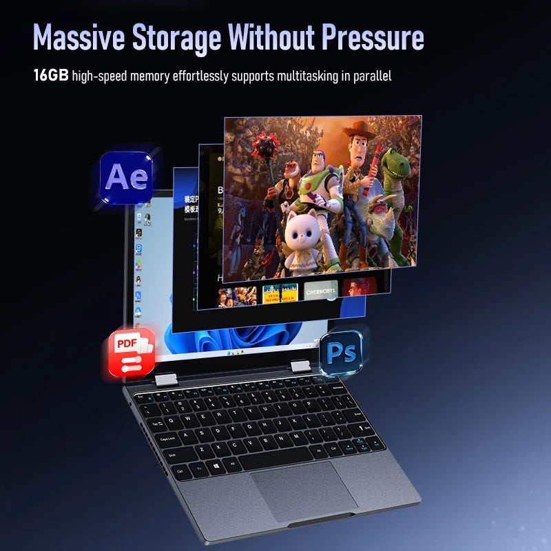 Zwide N11 Mini Laptop 10.5-inch Core i5-1235U Slim Business Office Portable Pocket Tablet PC