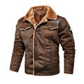 Men's Leather and Fur One-piece Jacket for Autumn and Winter 2024. Fashionable Fleece-lined Fur Workwear Casual Jacket Coat.