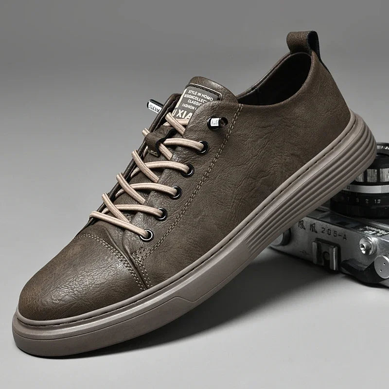 Genuine Leather Men Casual Shoes Designer Luxury Brand Lace Up Skateboard Sneakers Italian Men's Shoes Mocassins Plus Size 47