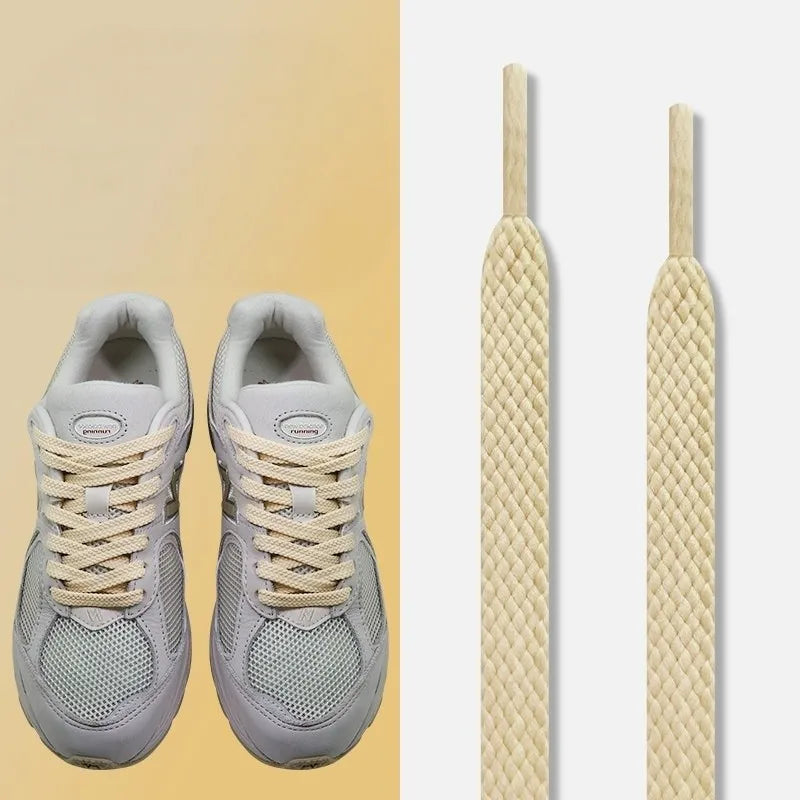 Flat Shoelaces Solid Neutral Color Replacement Shoe Strings Suitable for Sneakers Dad Shoes
