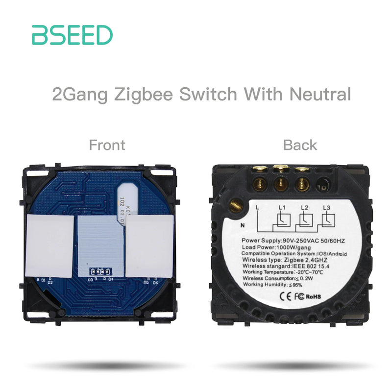Bseed EU Standard Zigbee Light Switches Parts 1/2/3Gang Dimmer Curtain Module DIY Part Tuya Smart Life Control Neutral Required