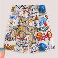 Men's casual pajama set, bear and letter printed T-shirt and shorts, comfortable summer sleepwear