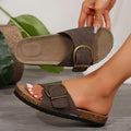 Summer Collection Of Breathable Couple Slippers, Unisex Round Toe Single Strap Sandals Casual Slip-Ons Springfresh Grey Summer Vibes.Dear, you can adjust the buttons on the shoe upper according to your foot width