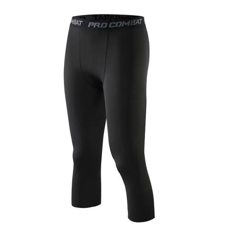 Men's Leggings Compression Pants Sports Leggings Basketball Quarter Shorts Quick Drying Running Training Stretch Fitness Pants