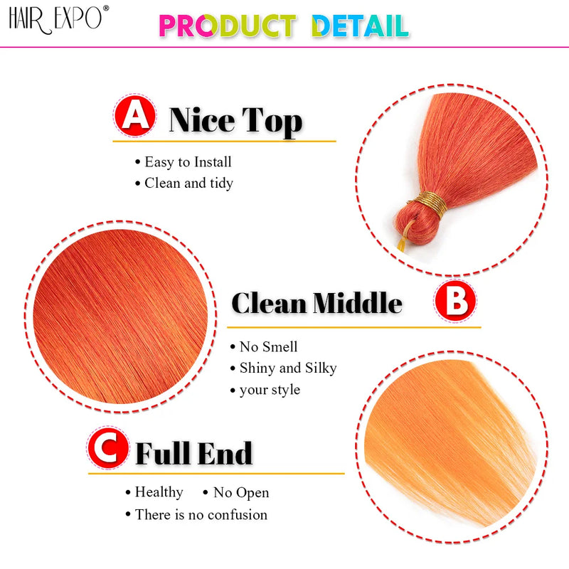 28Inch Ariel Straight Pony Hair Synthetic Yaki Hair Bundles Crochet Braids Hair Ombre Pink Orange Brown Crochet Hair Extensions