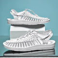 Summer Men Sandals Women Slippers Weaving Design Beach Sandals Breathable Casual Flat Sandals Outdoor Couples Sandals Size 48