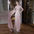 Pink Luxury Satin Prom Dress Glitter Sequins Bodice | SAMAG