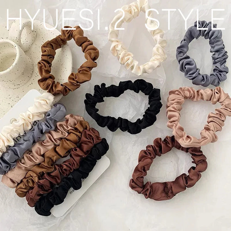 5/6pcs Soft Satin Elastic Scrunchies Set Women Girls Simple Ponytail Holders Imitation Silk Hair Ties Ropes