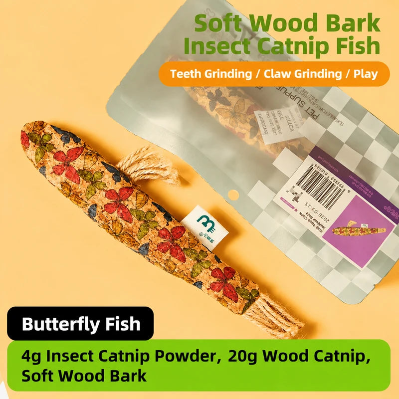 Cork Fish Shaped Cat Toy Safe Bite Resistant Attract Cat To Bite Grind Teeth Claws Relieve Boredom Functions Interactive Pet Toy
