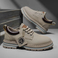Men's Low-Top Solid Color Fashionable Business Casual Shoes, Non-Slip, Wear-Resistant, Textured Thick-Soled Casual Work Boots, Suitable for Daily Commuting, Walking, and Camping