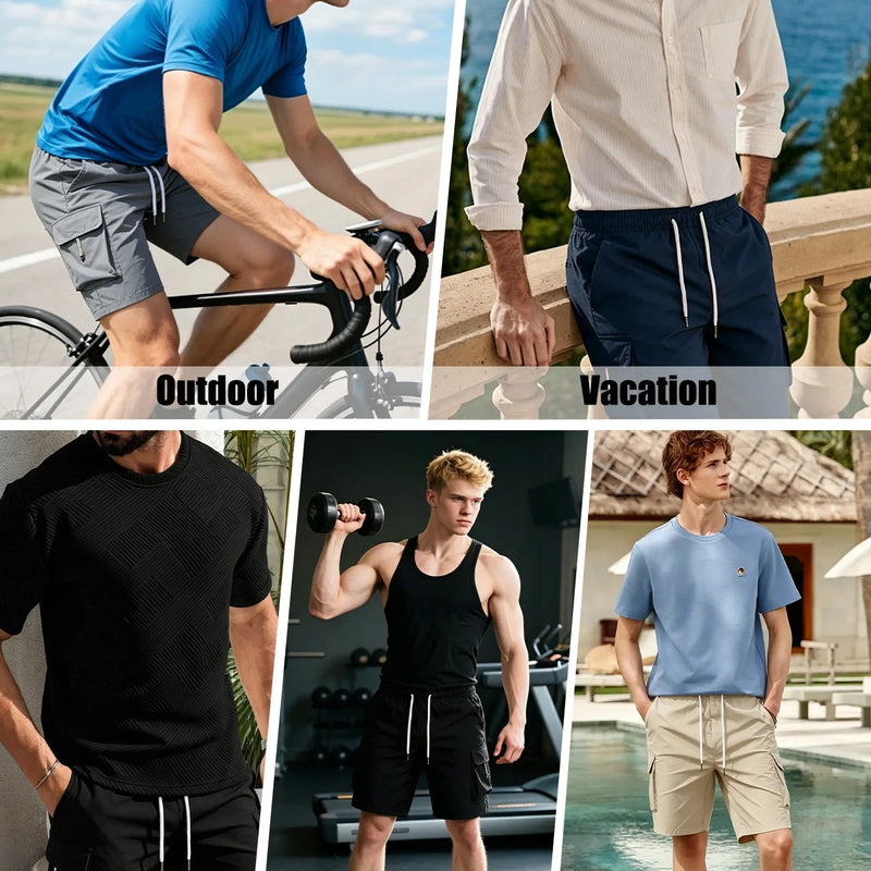Men's Summer Cargo Shorts Multi-Pocket Drawstring Pants | SAMAG