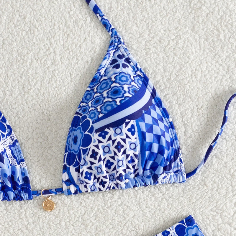 Women's Two Piece Bikini Set 2025, Sexy Triangle Push Up Swimsuit, Floral Print Bathing Suit, Beach Swimwear
