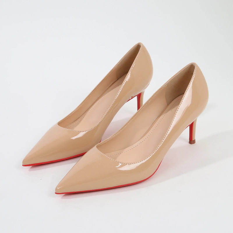Nude black 6.5cm Stiletto Pumps Red Outsole Comfort Pointed Toe Thin High Heel For Women Workplace Evening Party Footwear