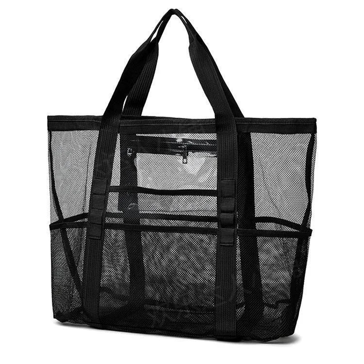 Extra Large Mesh Beach Bag, Swimming Bag for Children Beach Toy Baskets Portable Travel Storage Wash Bag Quick Dry Tote