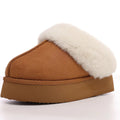 Shevalues Winter Furry Women's Slippers Platform Slippers Fluffy Cozy Warm Indoor Slides Plush Lining Outdoor Women's Slippers