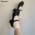Ballet Style Fashion Split toe Mary Janes Women Pumps Comfortable Soft Leather Thick High heels Spring Summer Tabi Chunky Shoes