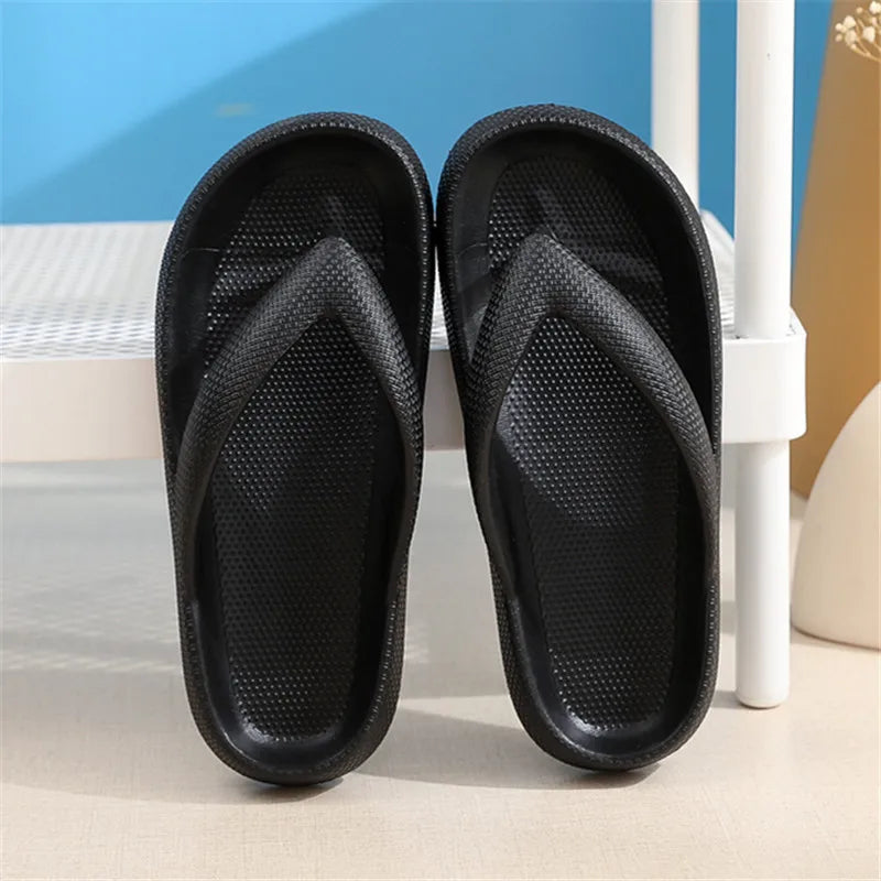 Rimocy Soft Sole EVA Women's Flip Flops 2026Summer Beach Non-slip Cloud Slippers Women Thick Platform Clip Toe Bathroom Slides