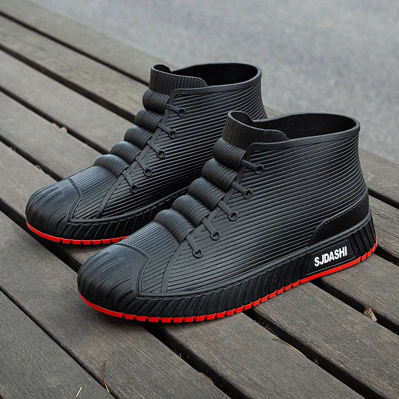 Fashion Four Seasons Versatile New Rain Wear Short Tube Waterproof Shoes for Work Anti slip and Waterproof Men's Rain Boots