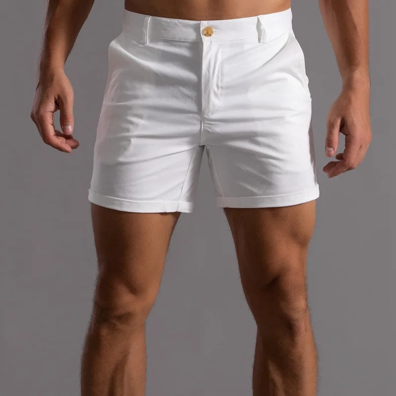 Summer 100% Cotton Solid Shorts Men Casual Business | SAMAG