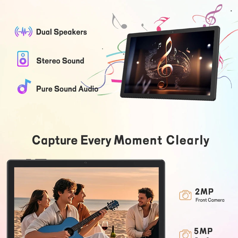 ANRY 10.1" Android 16 Tablet PC Octa Core 12GB RAM 128GB ROM WiFi Bluetooth 5000mAh Dual Cameras GPS Student Learning PC Tablet