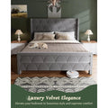 King Size Velvet Wingback Bed Frame with 56 Headboard and 1000lbs Capacity Support, Noiseless Platform Design
