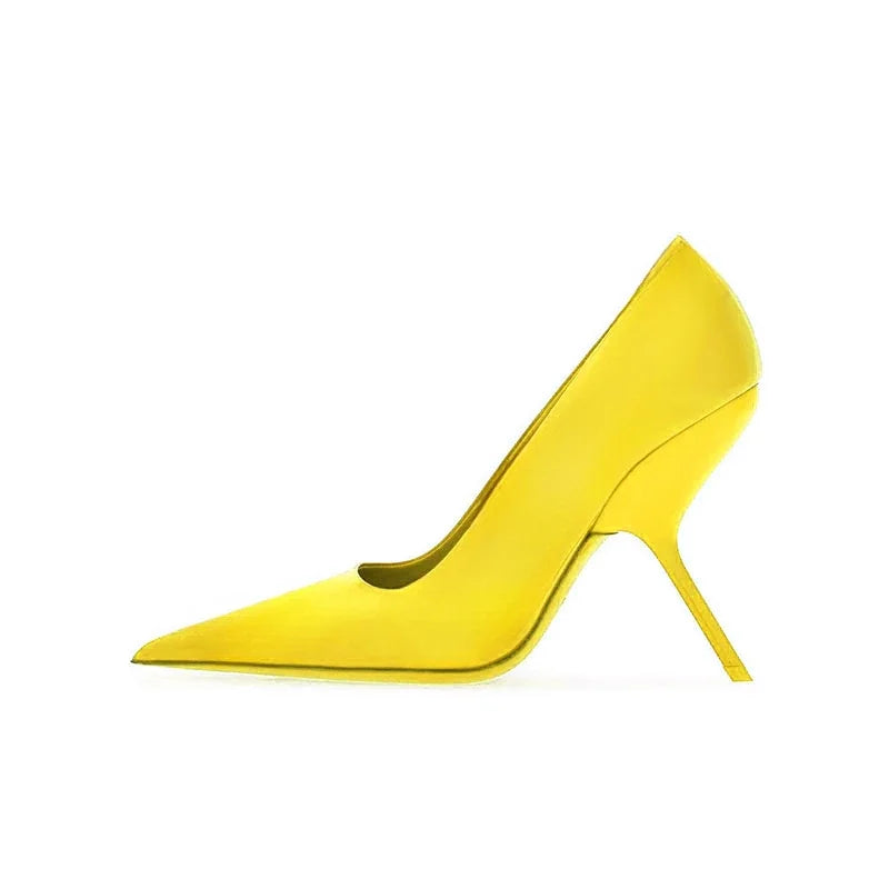 SLSHLYJ Fashion Show Silvery 9cm High Heel Spring Autumn New Irregular Heels Black Red Pointed Sexy Women's Single Shoes Size 43