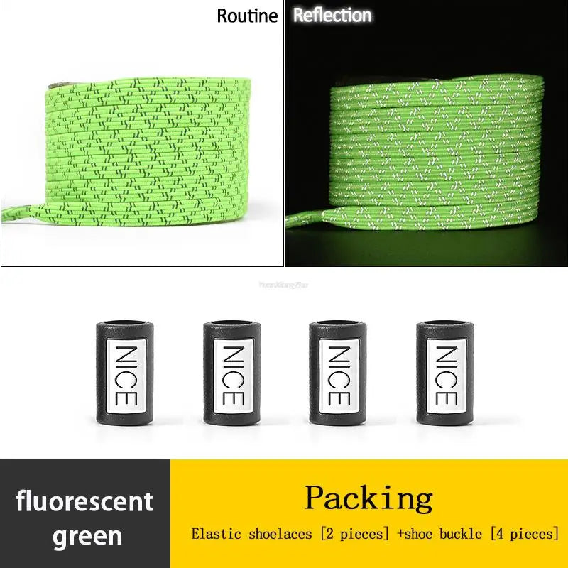 New Reflective No Tie Shoelaces Elastic Laces Sneakers Flat Shoe laces without ties Kids Adult Shoelace One size fits all Shoes