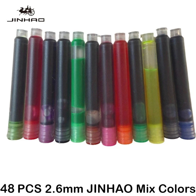 50/12 PCS JINHAO 12 Colors 2.6mm/3.4mm Fountain Pen Ink Cartridges For Majohn Hongdian Stationery School Office Supplies