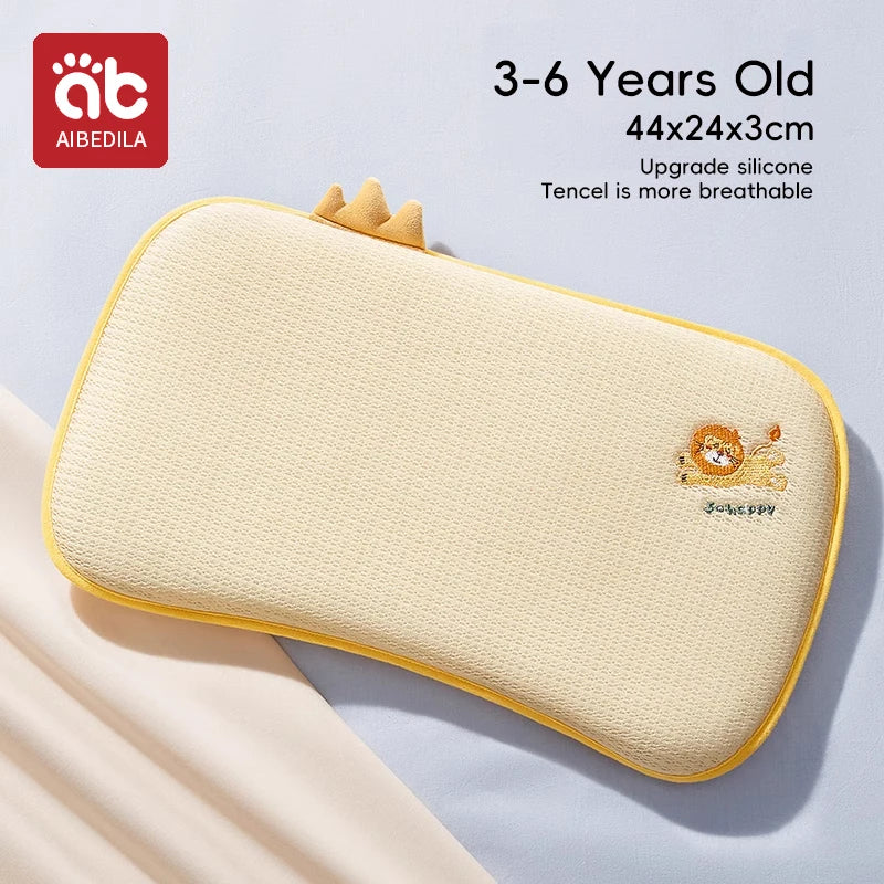 AIBEDILA Infants Washable Pillow Toddlers Soothing Bean Sleeping Pillows 0-6Y Kindergarten Cartoon Memory Silicone Cotton Pillow